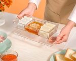 ظرف شیشه 3 خانه دربدار شیاردار لیمون