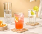 لیوان شیشه ای پایه دار شیاردار 290 سی سی 6 نفره لیمون