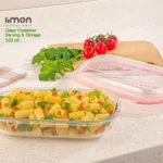 ظرف شیشه ای بیضی سرو و نگهداری دربدار 900 میلی لیتر لیمون
